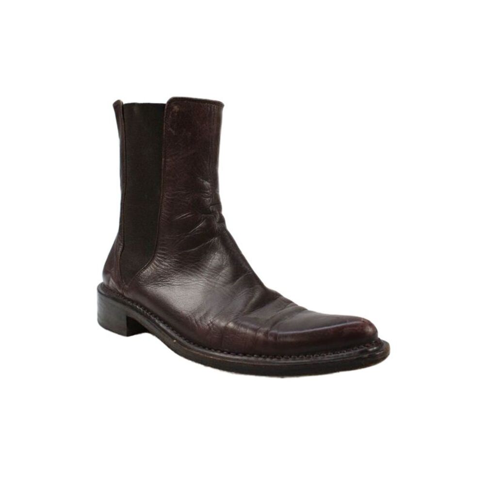 Rocco P. Womens Leather Stretch Inset Ankle Boots Brown Size 37.5 7.5
